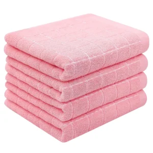 decorUhome 100 Cotton Terry Kitchen Towels Black 13 x 28 inches Checkered Designed Soft and Super Absorbent Dish Towels 4 Pack