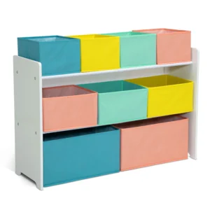 Delta Children Kids Toy Storage Organizer with 12 Plastic Bins Greenguard Gold Certified White Pink