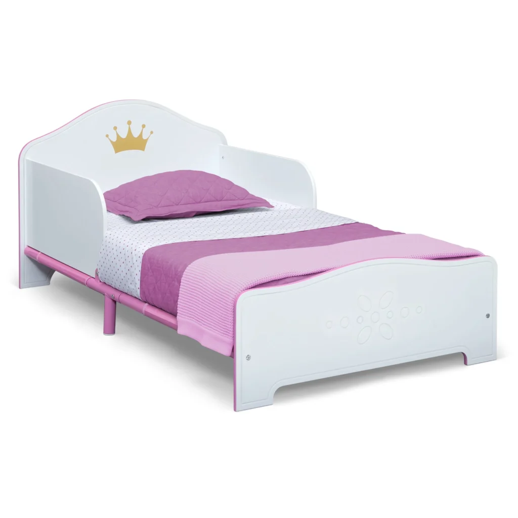 Delta Children Princess Crown Toddler Table Set – Pink Wood Storage — alternate angle showing full product