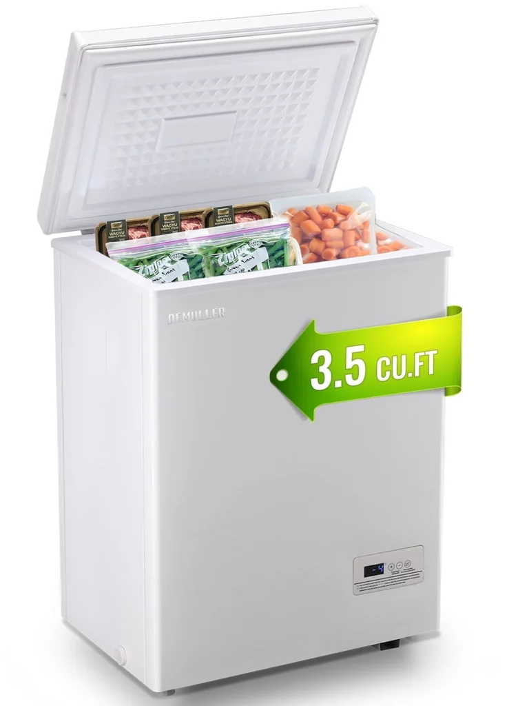 DEMULLER 3.5 Cu Ft Chest Freezer – Compact, Energy-Efficient — alternate angle showing full product