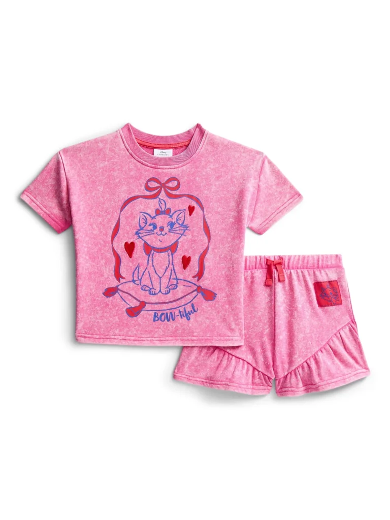 Disney Classics Marie Toddler Girls Ruffle Graphic Tee with Short