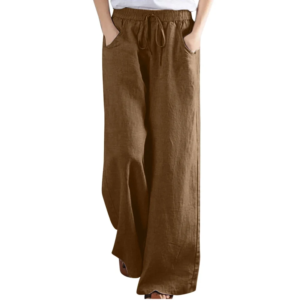 Diufon Cotton Linen Wide Leg Cropped Pants – Lightweight Summer Comfort β alternate angle showing full product