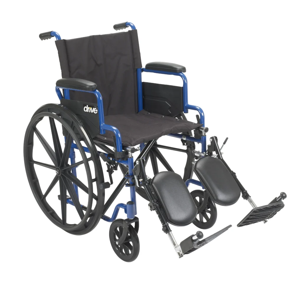 Drive Medical Blue Streak Wheelchair with Flip Back Desk Arms Elevating Leg Rests 16 Seat