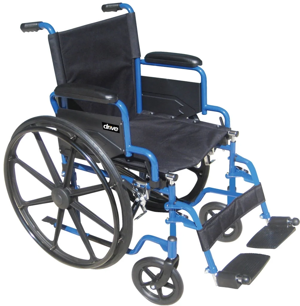 Drive Medical Blue Streak Wheelchair with Flip Back Desk Arms Elevating Leg Rests 16 Seat — alternate angle showing full product