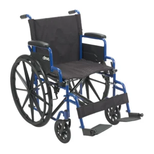 Drive Medical Blue Streak Wheelchair with Flip Back Desk Arms Elevating Leg Rests 16 Seat