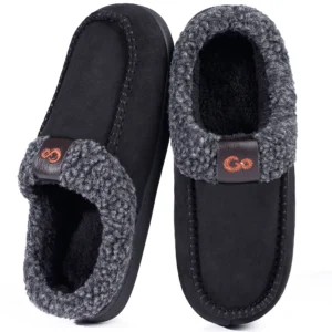 Ecetana House Slippers for Men Memory Foam Fuzzy Slippers Non Slip House Shoes for Men Indoor Outdoor
