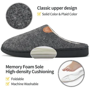 Ecetana House Slippers for Men Memory Foam Fuzzy Slippers Non Slip House Shoes for Men Indoor Outdoor