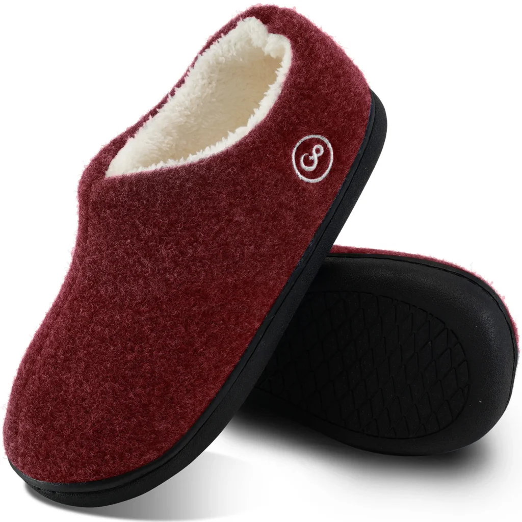Ecetana Plush Fleece Lined Memory Foam Slippers – Closed Back Comfort — close-up detail of design and finish