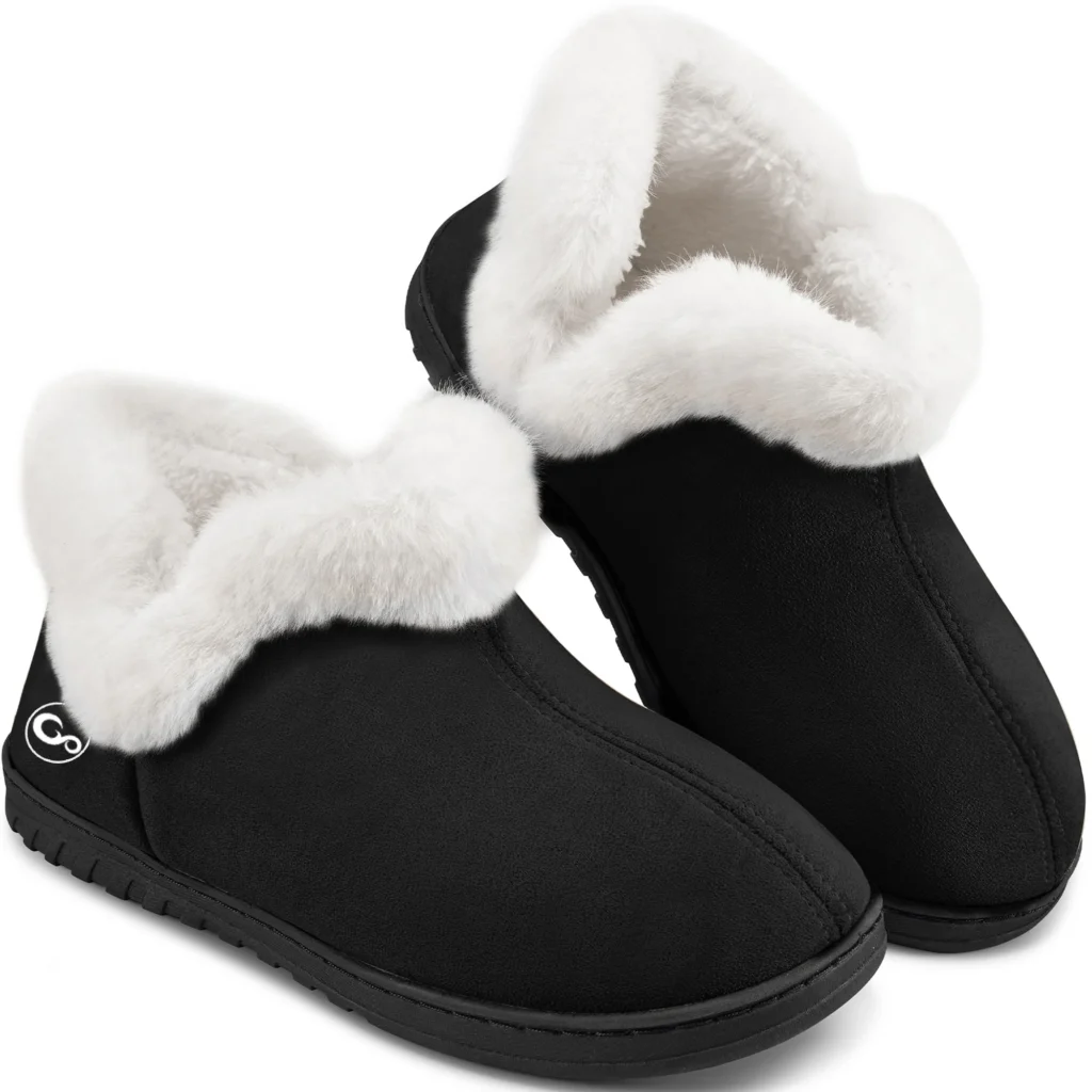 Ecetana Womens Comfortable Slippers Plush Fleece Lined Memory Foam Closed Back House Shoes