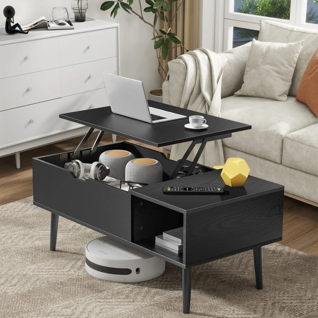 edx Adjustable Height Coffee Table – Hidden Storage & Rustic Charm — close-up detail of design and finish