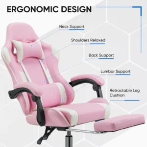 EDX Ergonomic Gaming Chair High Back Office Chair with Lumbar Support and Adjustable Armrests Swivel Racing Chair Black and White