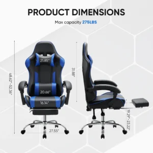 EDX Ergonomic Gaming Chair High Back Office Chair with Lumbar Support and Adjustable Armrests Swivel Racing Chair Black and White