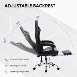 EDX Ergonomic Gaming Chair High Back Office Chair with Lumbar Support and Adjustable Armrests Swivel Racing Chair Black and White