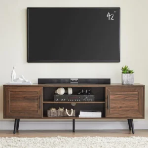 EDX TV Stand for 65 TV Modern Entertainment Center for Living Room TV Console Table with Storage Cabnets and Sliding Barn Doors White