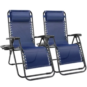 EDX Zero Gravity Chair Outdoor Lounge Chair Suitable for Beach Terrace Pool Patio Blue 2 Pack