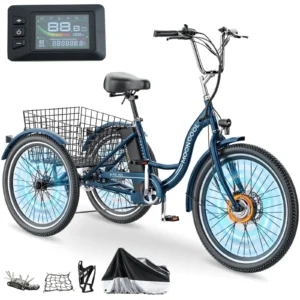 Electric Bike 14 Tire Adults Teens Peak 500W Motor 36V Removable Battery 20MPH Top Speed 20 Miles Max Range Multi Shock Absorption Commuting Mini Fol
