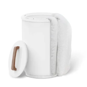 Electric Towel Warmer Bucket 20L Capacity with Wooden Lid 2 Large 40×70 Towels 450W Fast Heating for Bathroom Use