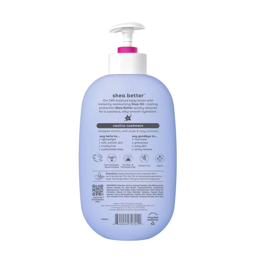eos Shea Better 24H Moisture Vanilla Cashmere Body Lotion Oil Body Wash