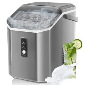 EUHOMY Countertop Crescent Ice Maker 22Lbs 24H Chewable Ice Ultra Quiet Self Cleaning Compact for Home Party RV