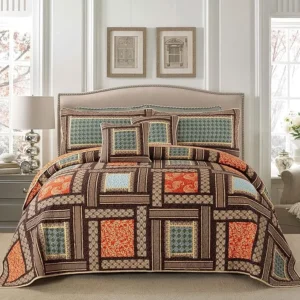 Evenhug Quilts 3 Piece Pink Patchwork Floral Quilt Set With Shams