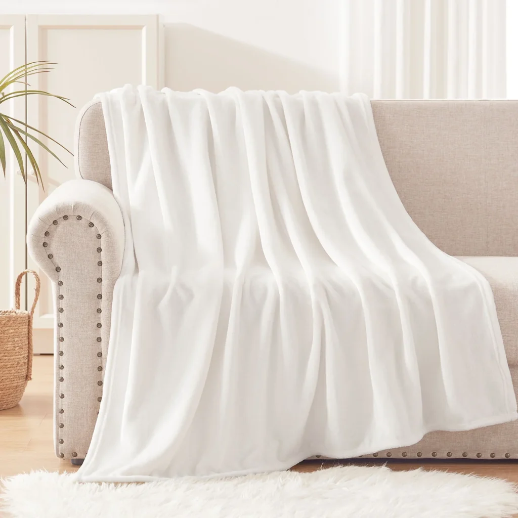 Exclusivo Mezcla Fleece Throw Blanket Couch Super Soft 3D Striped Jacquard Bed Blanket Lightweight Fuzzy Cozy Blankets Seasons 50×60 Inches Celadon B