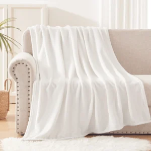 Exclusivo Mezcla Fleece Throw Blanket Couch Super Soft 3D Striped Jacquard Bed Blanket Lightweight Fuzzy Cozy Blankets Seasons 50×60 Inches Celadon B