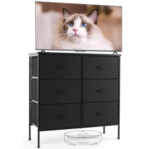 Fabric Storage Dresser with 9 Drawers Steel Frame and Wooden Top for Bedroom Closet Entryway and Nursery Gray