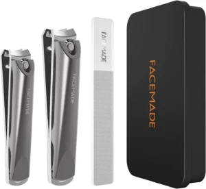FACEMADE Nail Clipper Stainless Steel Fingernails Toenails Clippers Nail File Sharp with Case Set of 2