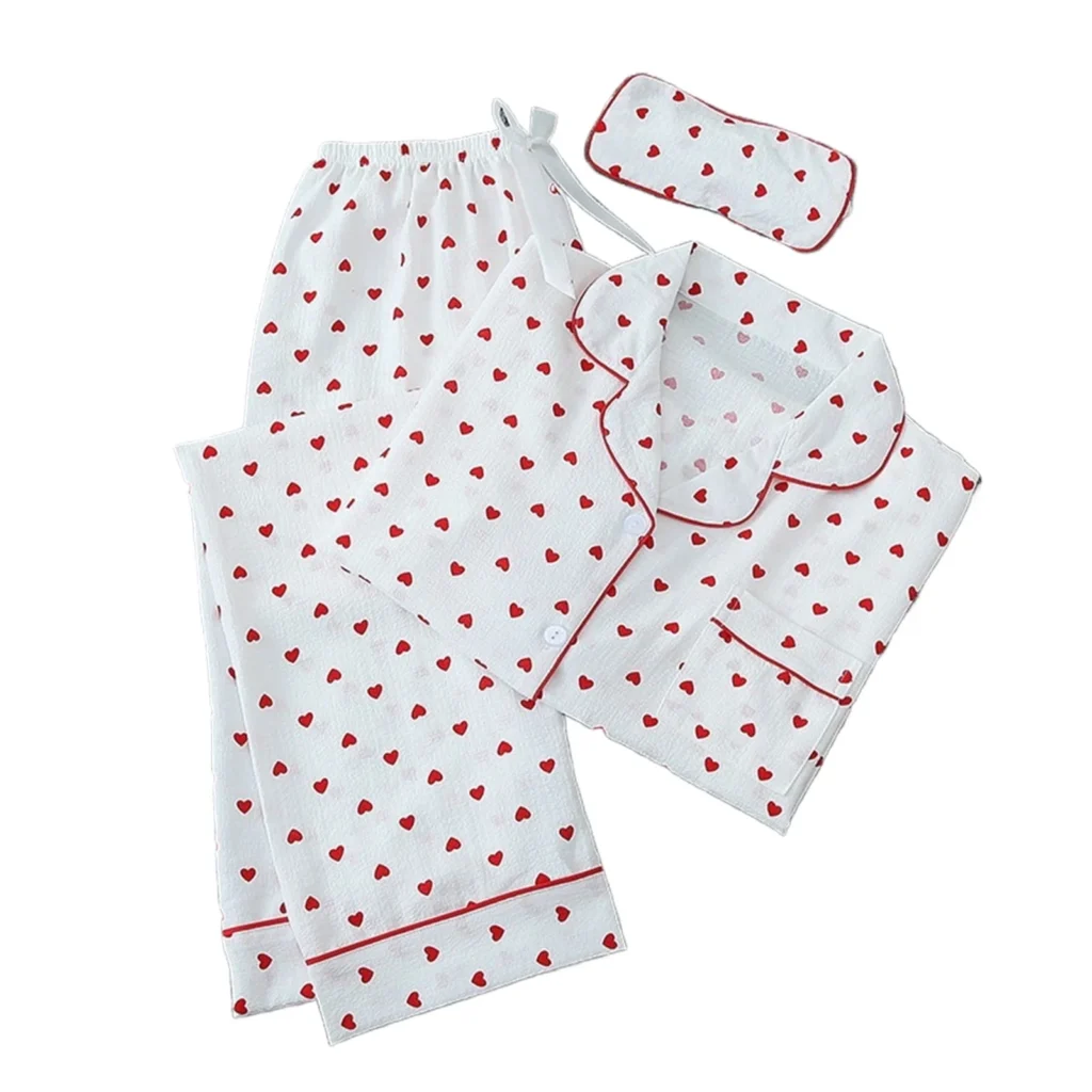 FAIWAD Women s Pajama Sets Long Sleeve Sleepwear V Neck Top with Sleepwear Shorts 3pcs Cute Loungewear