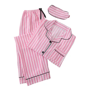 FAIWAD Women s Pajama Sets Long Sleeve Sleepwear V Neck Top with Sleepwear Shorts 3pcs Cute Loungewear