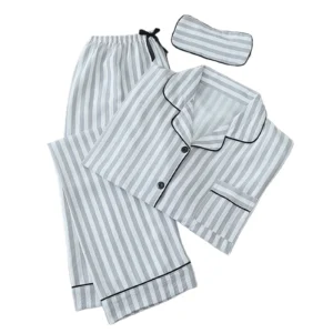 FAIWAD Women s Pajama Sets Long Sleeve Sleepwear V Neck Top with Sleepwear Shorts 3pcs Cute Loungewear