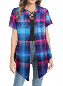 Fantaslook Womens Button Down Shirts Lapel Short Sleeve Shirt Collared Pocketed Casual Blouses Summer Tops