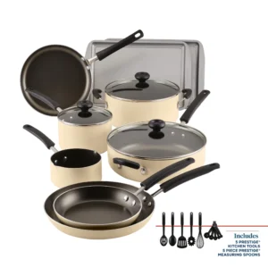 Farberware Easy Clean 22 Piece Nonstick Aluminum Pot and Pan Set Black