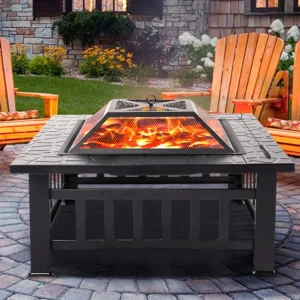 Fire Pits Outside 32 Wood Burning Fire Pit Tables Screen Lid Poker BBQ Net Ice Tray Food Clip Cover Backyard Patio Garden Outdoor Fire Pit Ice Pit BB
