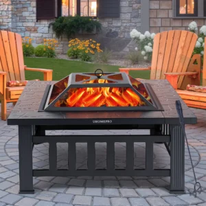 Fire Pits Outside 32 Wood Burning Fire Pit Tables Screen Lid Poker BBQ Net Ice Tray Food Clip Cover Backyard Patio Garden Outdoor Fire Pit Ice Pit BB