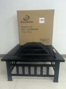 Fire Pits Outside 32 Wood Burning Pit Tables Screen Lid Poker BBQ Net Ice Tray Food Clip Cover Backyard Patio Garden Outdoor Pit Ice Pit BBQ Pit Blac