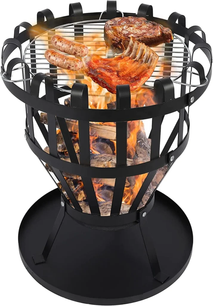 Fire Pits Outside 32 Wood Burning Pit Tables Screen Lid Poker BBQ Net Ice Tray Food Clip Cover Backyard Patio Garden Outdoor Pit Ice Pit BBQ Pit Blac — close-up detail of design and finish