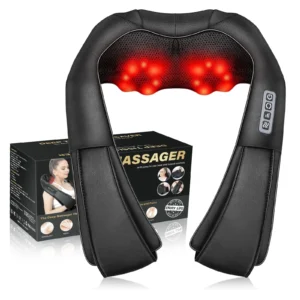 FitRx Cordless Shiatsu Shoulder Back and Neck Massager with Heat USB Rechargeable Black