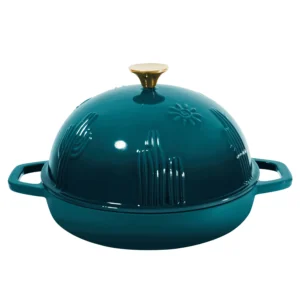 Flavehc Bread Oven Cast Iron Bread Dutch Oven with Cloche Lid for Bread Baking Green Enameled Cast Iron Bread Oven with Dome Lid for Sourdough