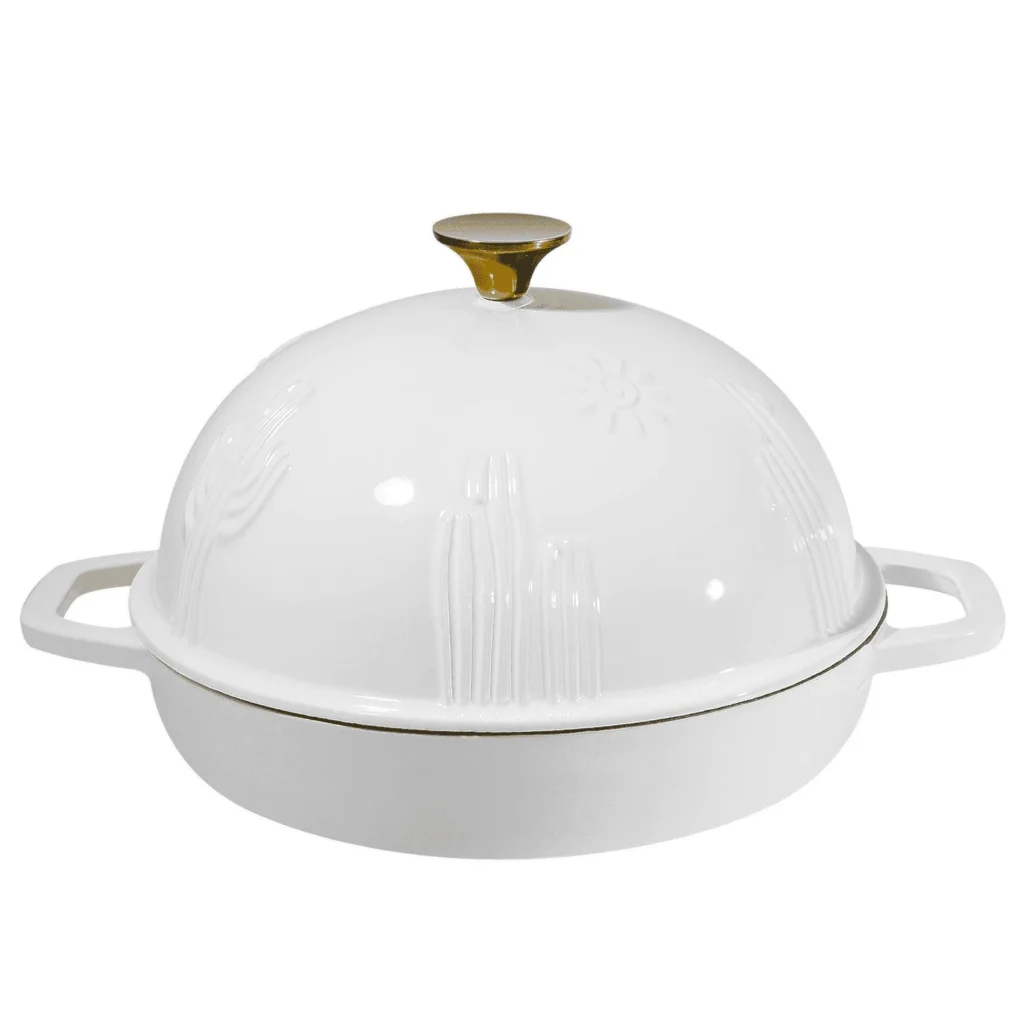 Flavehc Bread Oven Cast Iron Bread Dutch Oven with Cloche Lid for Bread Baking Green Enameled Cast Iron Bread Oven with Dome Lid for Sourdough