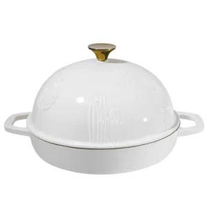 Flavehc Bread Oven Cast Iron Bread Dutch Oven with Cloche Lid for Bread Baking Green Enameled Cast Iron Bread Oven with Dome Lid for Sourdough