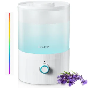 FOHERE Humidifiers Bedroom 3 2L Top Fill Cool Mist Ultrasonic Humidifier Baby Rooms Plants 3 IN 1 Essential Oil Diffuser 7 color Light Auto Shut off
