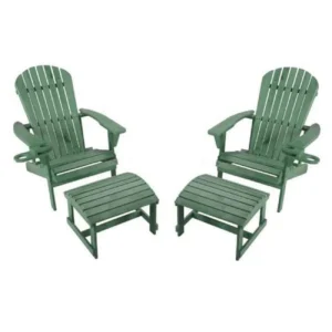 Folding Rocking Chair with Cup Holder and Phone Pocket Green Set of 1