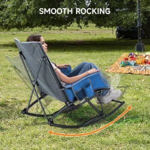Folding Rocking Chair with Cup Holder and Phone Pocket Green Set of 1
