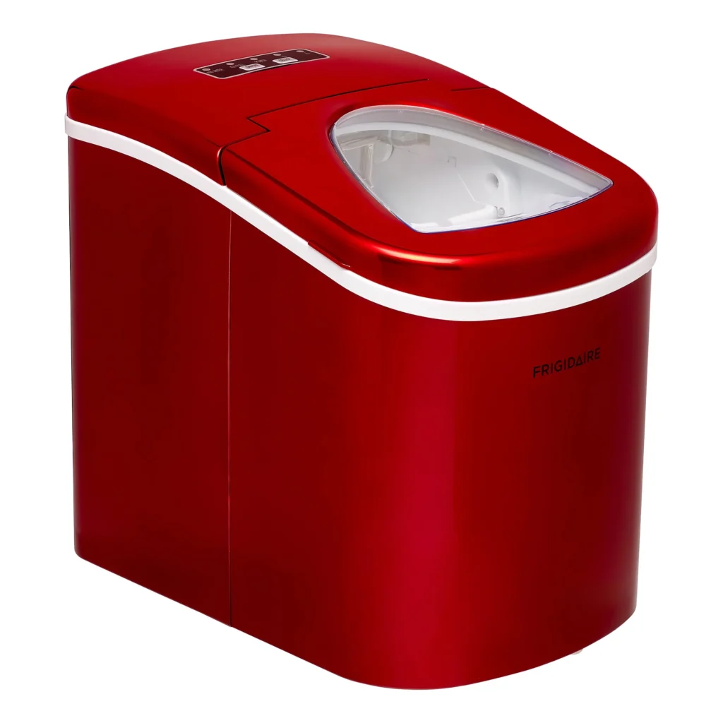 Frigidaire 26lb Portable Countertop Ice Maker – Fast Red Design — close-up detail of design and finish