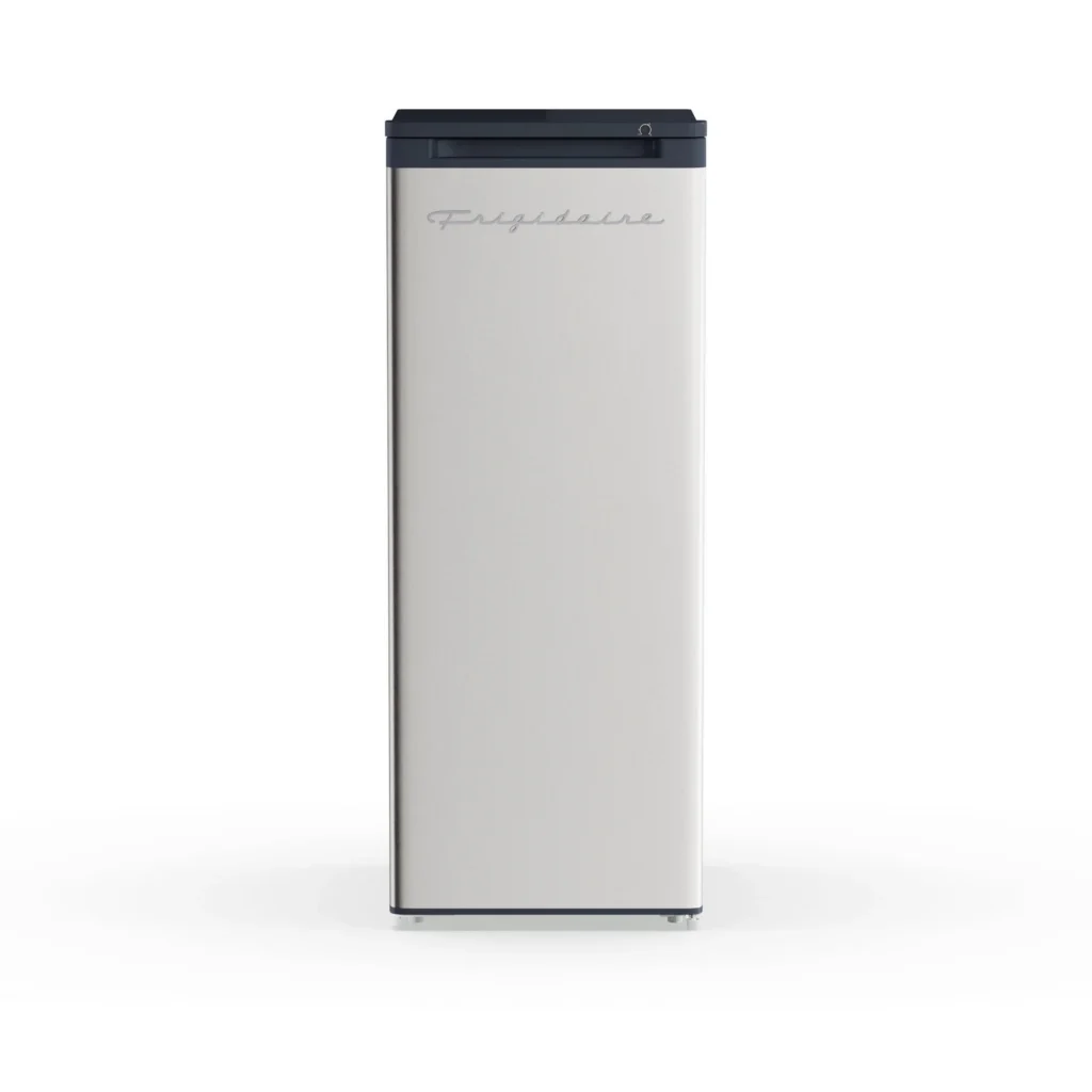 Frigidaire 6.5 Cu. Ft. Upright Freezer – Compact Platinum Design — close-up detail of design and finish