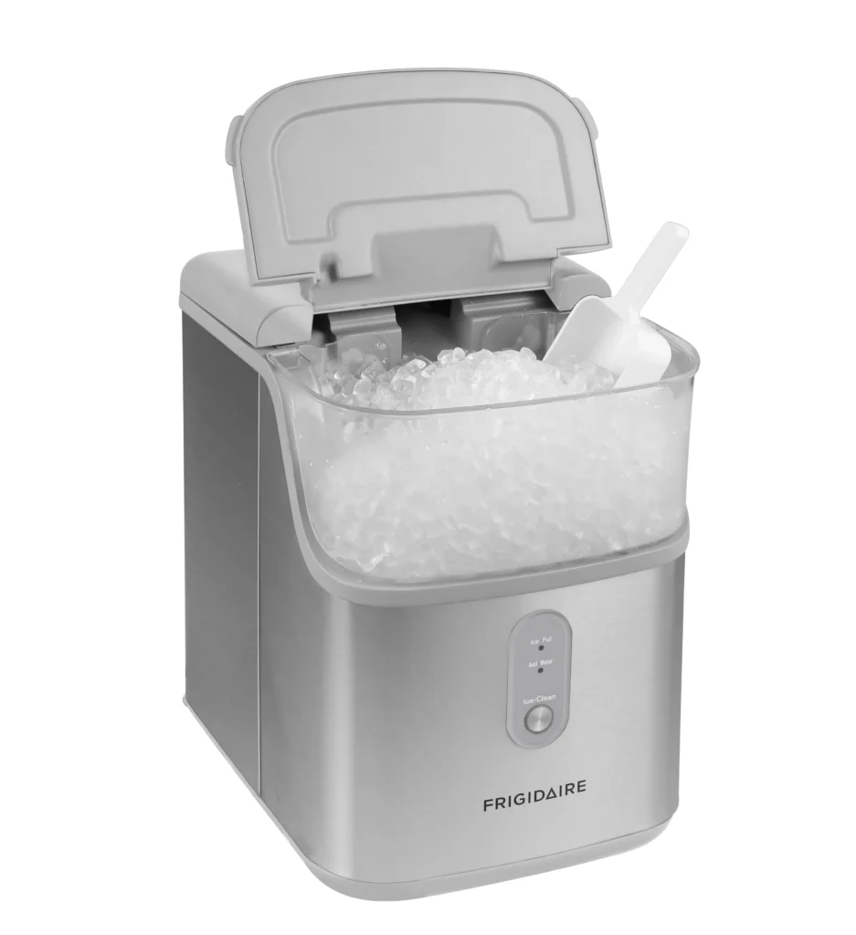 Frigidaire Gallery 28 Lbs Touchscreen Nugget Ice Maker Stainless Steel Shield Red