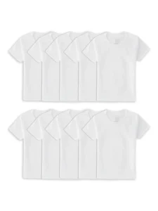 Fruit of the Loom Toddler Boy EverSoft Cotton White Crew Undershirts 10 Pack Sizes 2T 5T