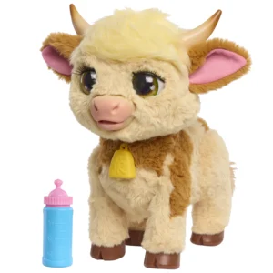 furReal Maggie the Feed & Follow Cow, 11 Inch Interactive Plush Cow