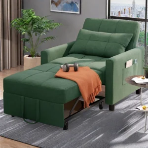 Futon Sofa Bed Lofka 3 in 1 Convertible Sleeper Chair Adjustable Backrest Recliner Couches Living Room Bedroom Apartment Small Space Dark Gray